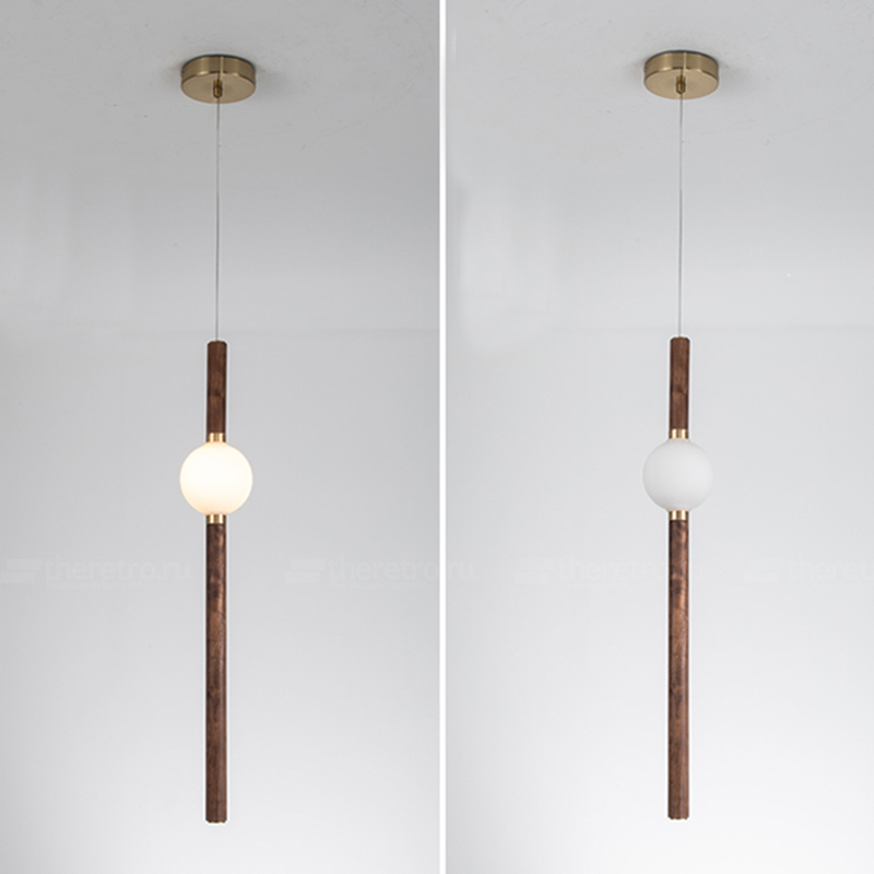 Серия подвесных светильников вытянутой цилиндрической формы с деревянными элементами CORNELL фото #num#