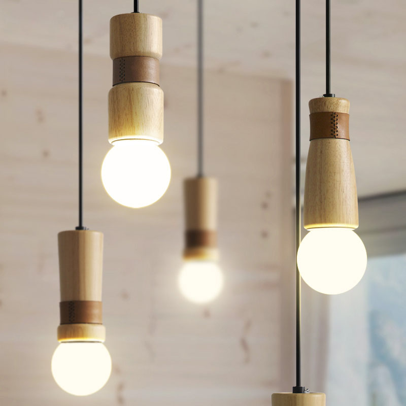 Дизайнерский деревянный подвесной светильник в скандинавском стиле SASH  фото 1